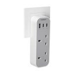 Tessan TS-222-C-GR 2-Way UK Plug Adapter, 13A, 2 USB-A + USB-C 15W - Image 2